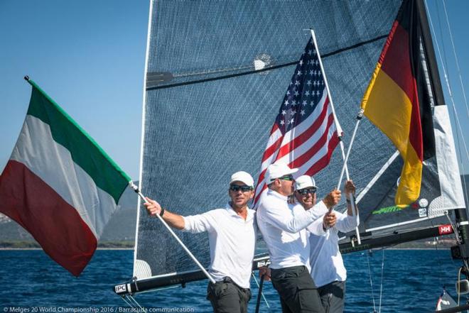 2016 Melges 20 World Champion Michael Illbruck, Pinta (From left to right: Federico Michetti, Michael Illbruck, John Kostecki) - 2016 Melges 20 World Championship - 28 August, 2016 © Barracuda Communication